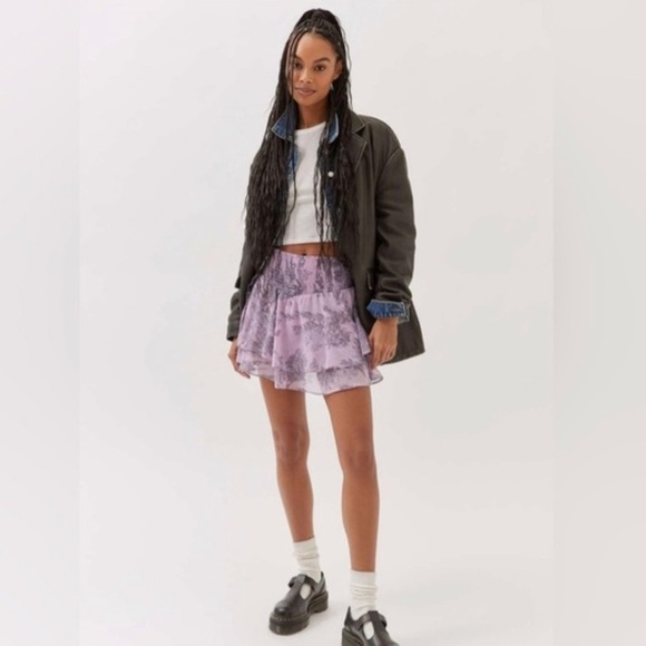 NWT Urban Outfitters Ciara Lilac Purple Farm Printed Mini Ruffle Skort Skirt - Picture 4 of 16